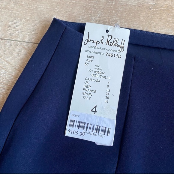 NWT Joseph Ribkoff skirt navy back slit & zip back - Picture 4 of 6